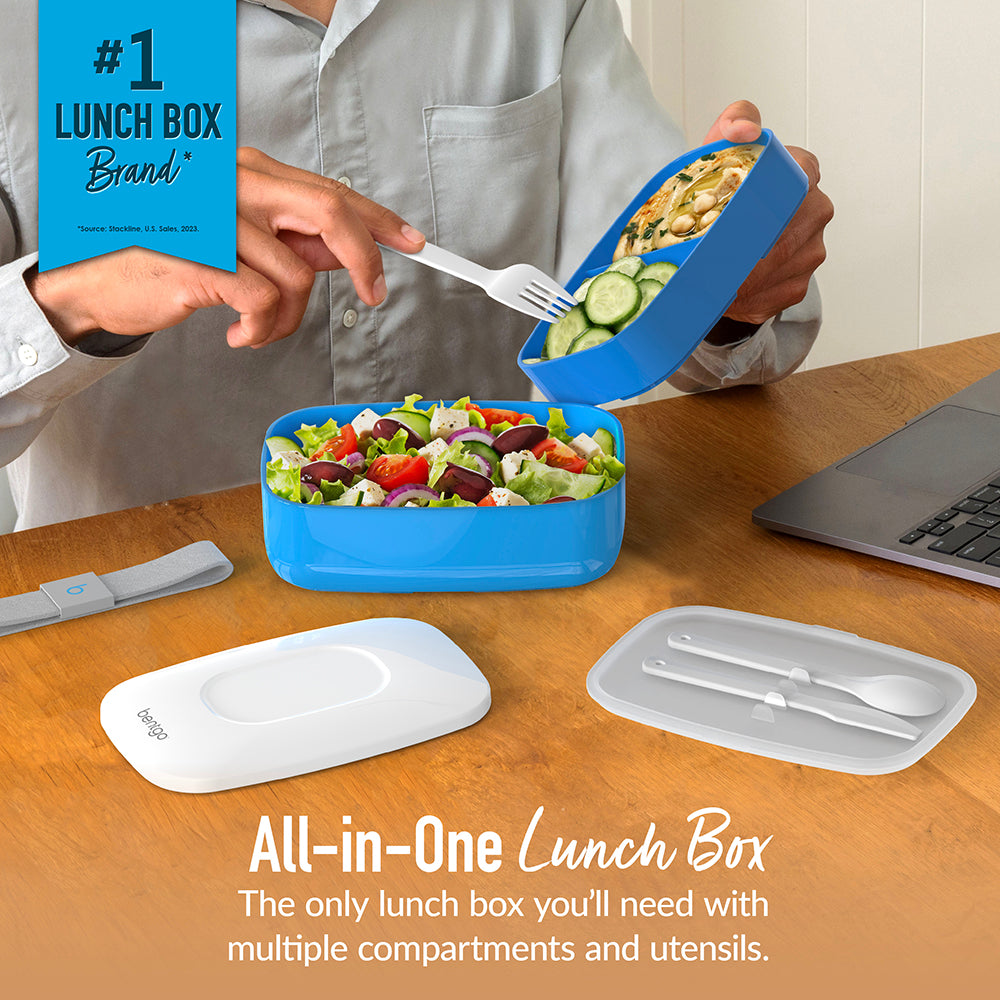 Bentgo® Classic Lunch Box (2-Pack) - Blue | All-In-One Lunch Box - The Only Lunch Box You’ll Need With Multiple Compartments And Utensils