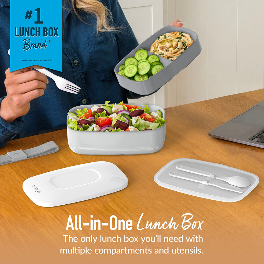 Bentgo® Classic Lunch Box (2-Pack) - Gray | All-In-One Lunch Box - The Only Lunch Box You’ll Need With Multiple Compartments And Utensils