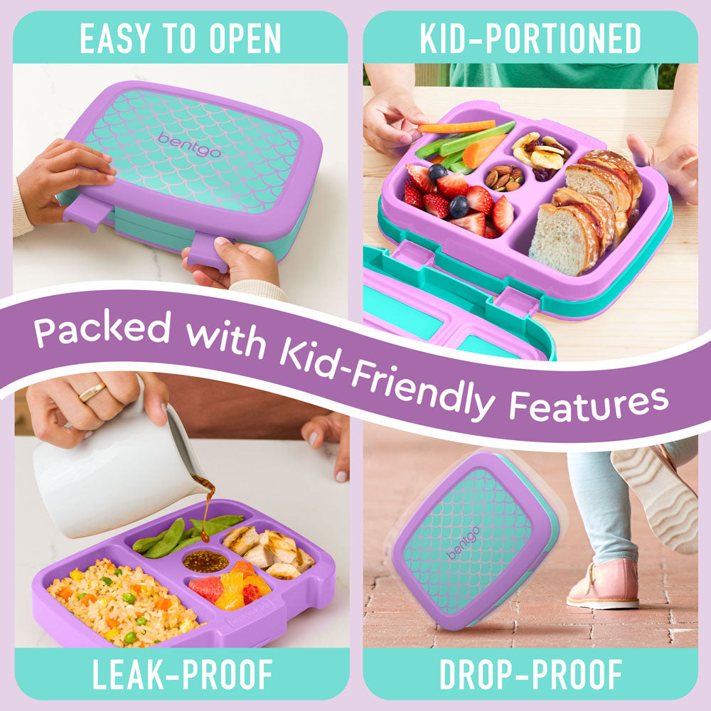 Bentgo® Kids Prints Lunch Box (2-Pack) - Mermaid Scales | Kids Lunch Box Packed With Kid-Friendly Features Such As Easy To Open And Drop-Proof