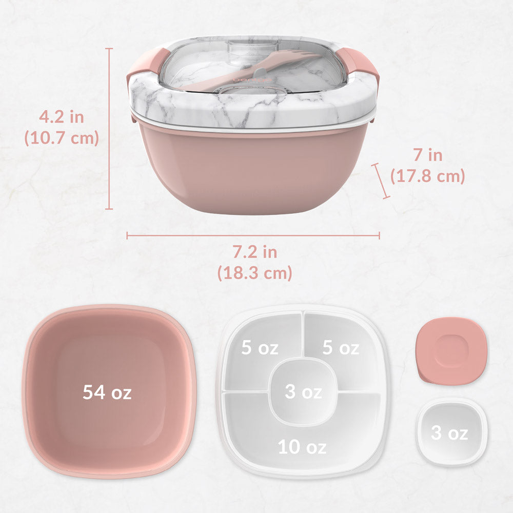 Bentgo® Salad Container (2-Pack) - Blush Marble | Dimensions