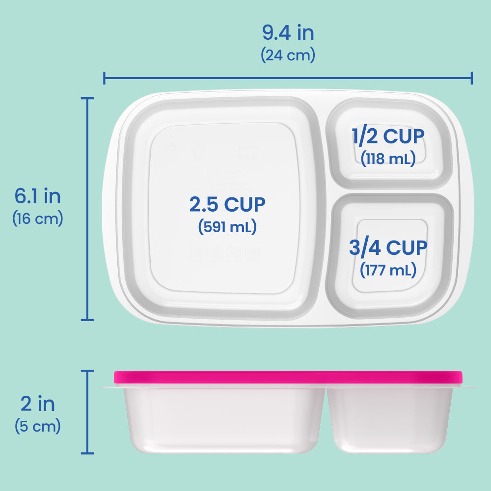 Bentgo® Easyboxes 4-Compartment Snack Containers 8-Piece Set - Brights | Dimensions