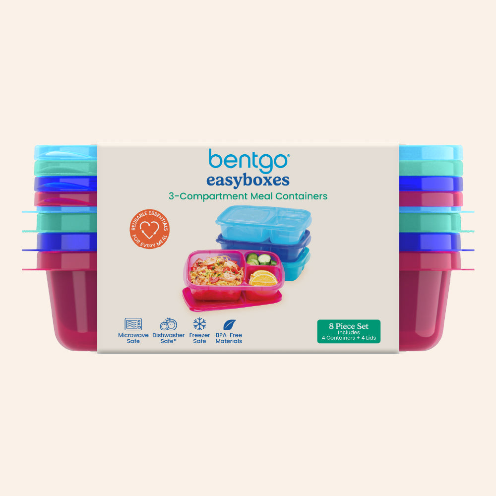 Bentgo® Easyboxes 4-Compartment Snack Containers 8-Piece Set - Jewel Brights | Packaging