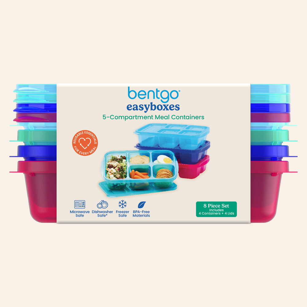 Bentgo Easyboxes 5-Compartment Food Containers 8-Piece Set - Jewel Brights | Packaging