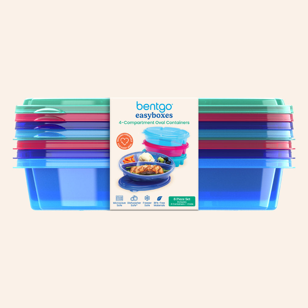 Bentgo® Easyboxes 4-Compartment Oval Containers - Jewel Brights | Packaging