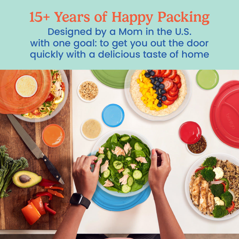 Bentgo Easyboxes™ Salad-to-Go Containers 8-Piece Set - Classic | 15+ Years of Happy Packing - Designed by a Mom in the U.S. with one goal: to get you out the door quickly with a delicious taste of home