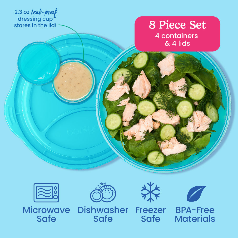 Bentgo Easyboxes™ Salad-to-Go Containers 8-Piece Set - Jewel Brights | 8 Piece Set with 4 containers & 4 lids. Microwave safe, dishwasher safe, freezer safe, and made with BPA-free materials