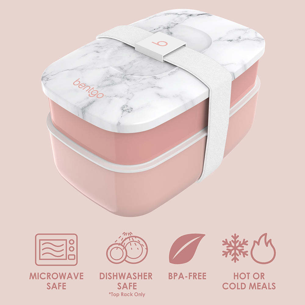 Bentgo® Classic Lunch Box - Blush Marble | Microwave Safe, Dishwasher Safe (Top Rack Only), BPA-Free, And Great For Hot Or Cold Meals