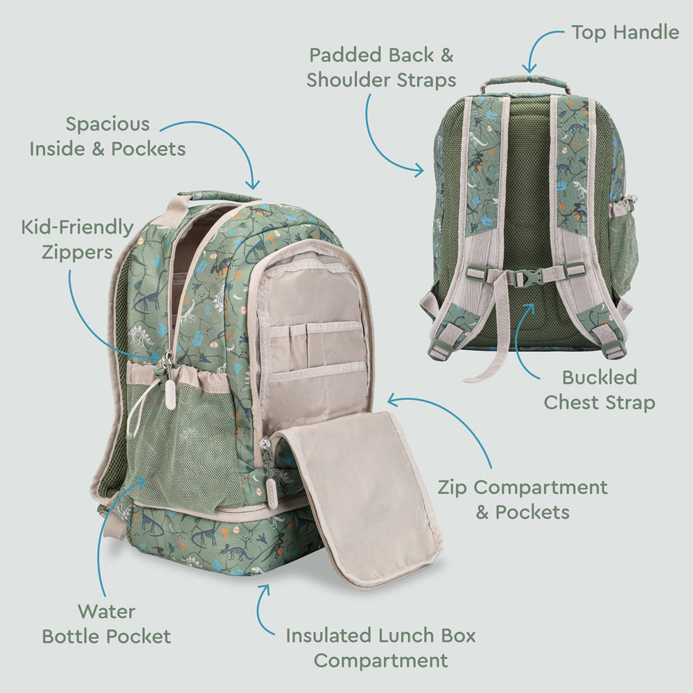 Bentgo® Kids Backpack & Lunch Bag | Dino Fossils