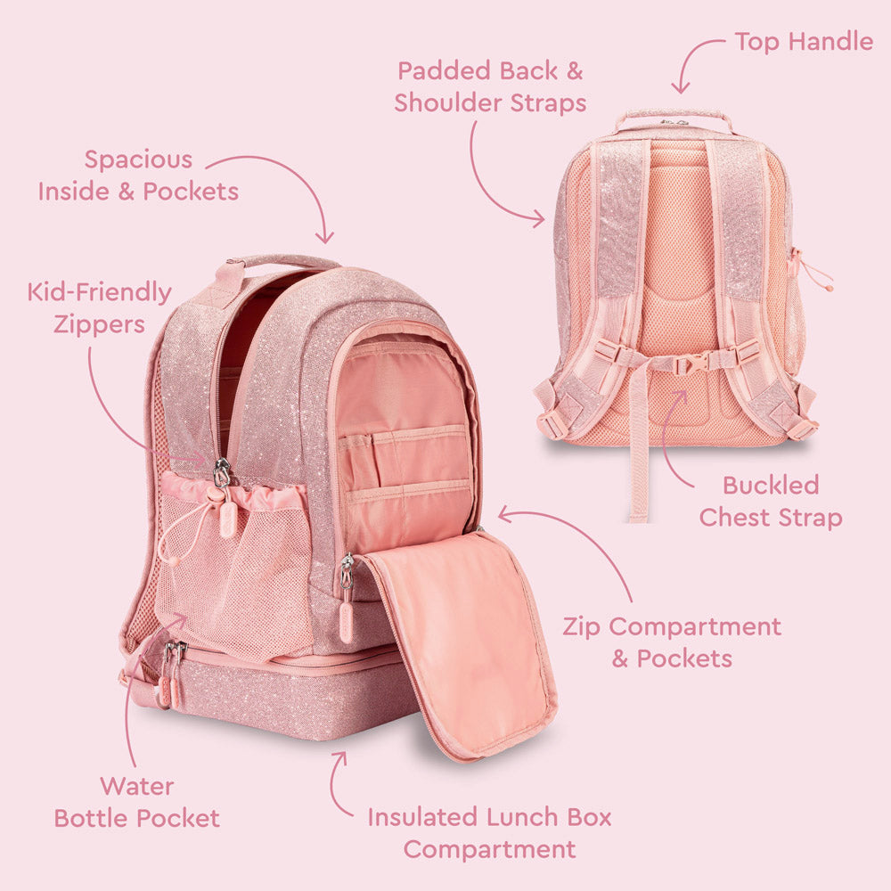 Bentgo® Kids Backpack & Lunch Bag | Petal Pink Glitter