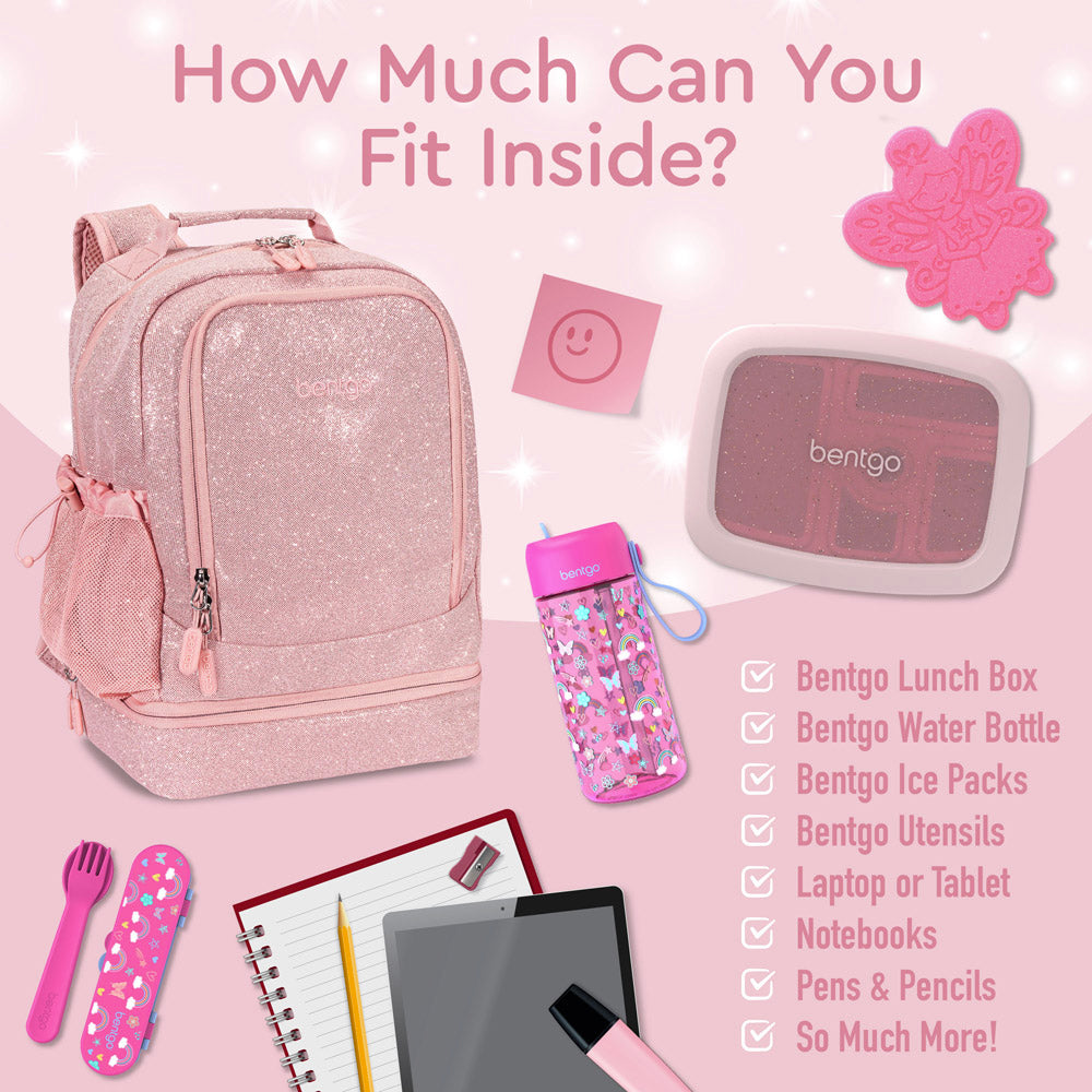 Bentgo® Kids Backpack & Lunch Bag | Petal Pink Glitter