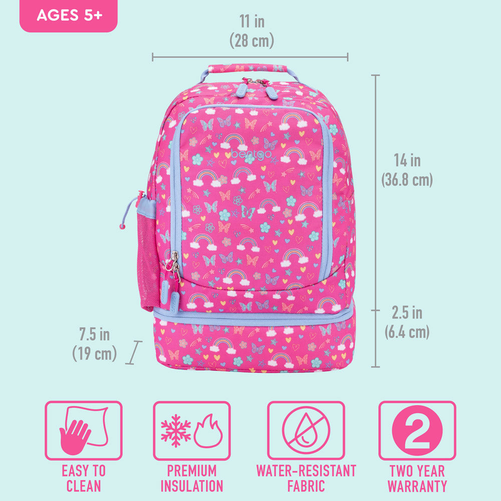 Bentgo® Kids Backpack & Lunch Bag | Rainbows and Butterflies