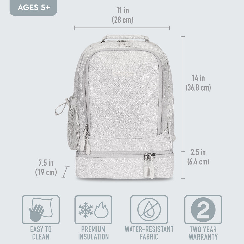 Bentgo® Kids Backpack & Lunch Bag | Silver Glitter