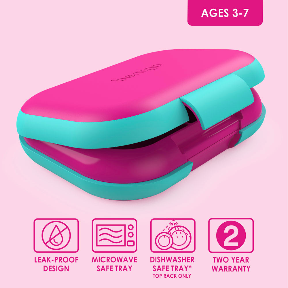 Bentgo® Kids Chill Lunch Box (2-Pack) - Fuchsia/Teal | Leak-Proof Lunch Box Design Made With BPA-Free Materials