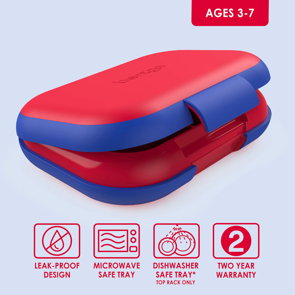 Bentgo® Kids Chill Lunch Box (2-Pack) - Red/Royal | Leak-Proof Lunch Box Design Made With BPA-Free Materials