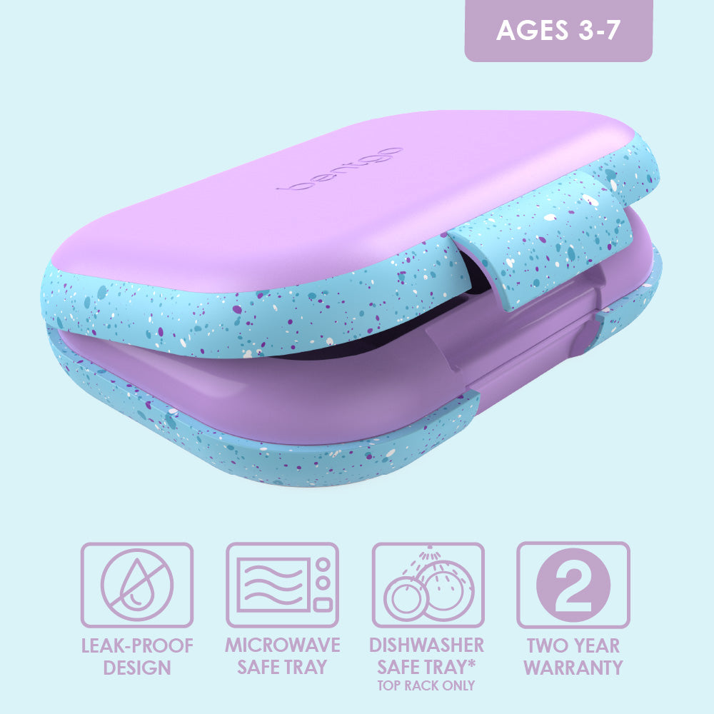 Bentgo® Kids Chill Lunch Box & 2 Extra Trays with Lids - Vivid Orchid Speckle | Leak-Proof Lunch Box Design Made With BPA-Free Materials