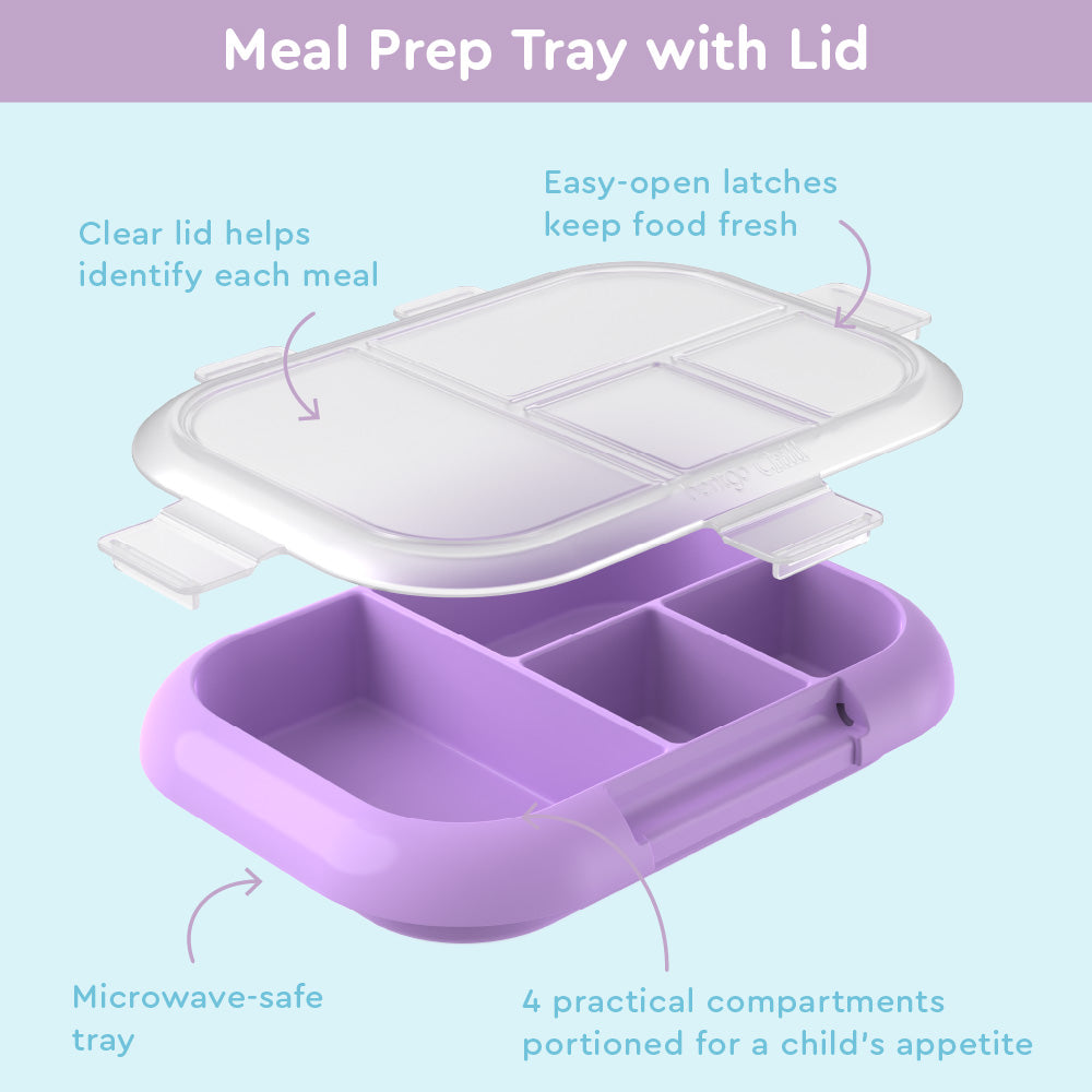 Bentgo® Kids Chill Lunch Box & 2 Extra Trays with Lids - Vivid Orchid Speckle | Meal Prep Tray With Lid Helps Identify Each Meal, Easy-Open Latches Keep Food Fresh, And 4 Practical Compartments Portioned For A Child’s Appetite