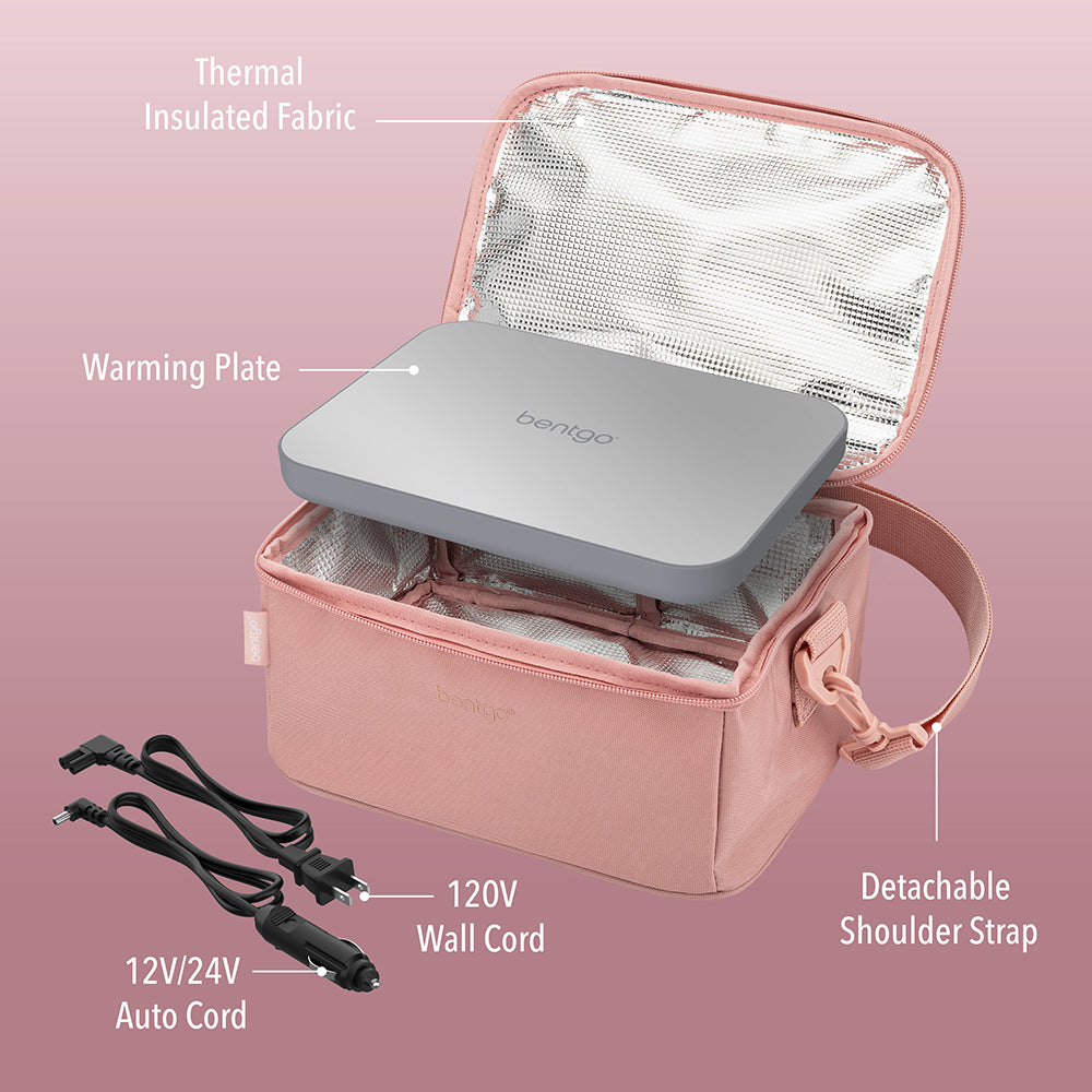 Bentgo® Heat Electric Lunch Bag - Blush | This All-In-One Food Warmer Includes A Thermal-Insulated Lunch Bag, Warming Plate, And Much More