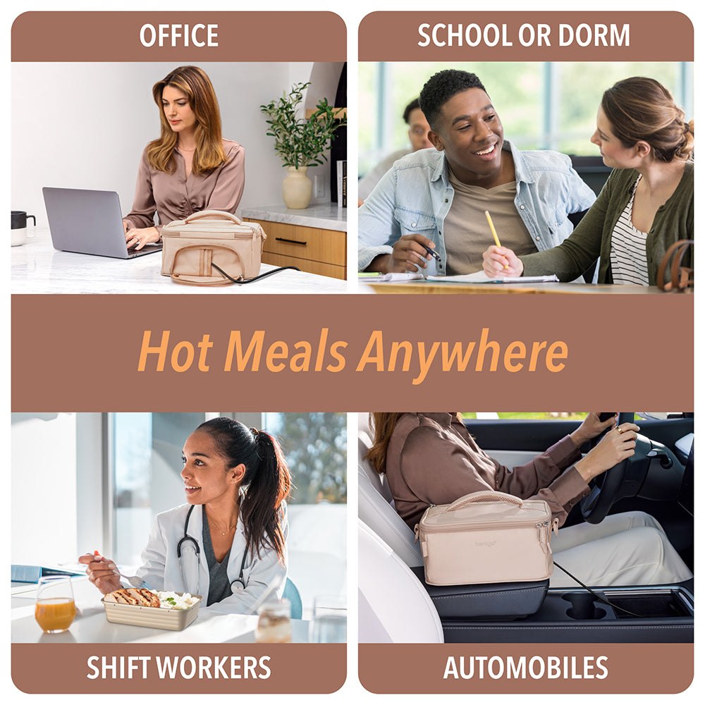 Bentgo® Heat Electric Lunch Bag - Sand | Hot Meals Anywhere - Perfect For The Office, School or Dorm, Shift Workers, And Automobiles