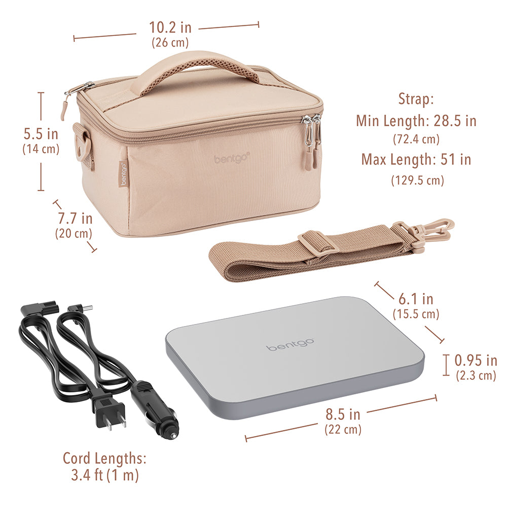 Bentgo® Heat Electric Lunch Bag - Sand | Product Dimensions