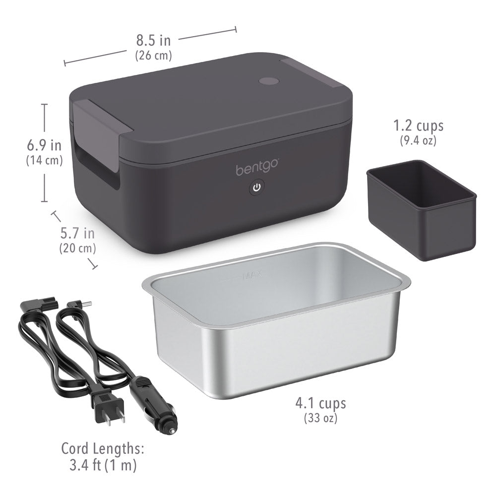 Bentgo® Heat Electric Lunch Box  - Obsidian | Dimensions + What’s In The Box