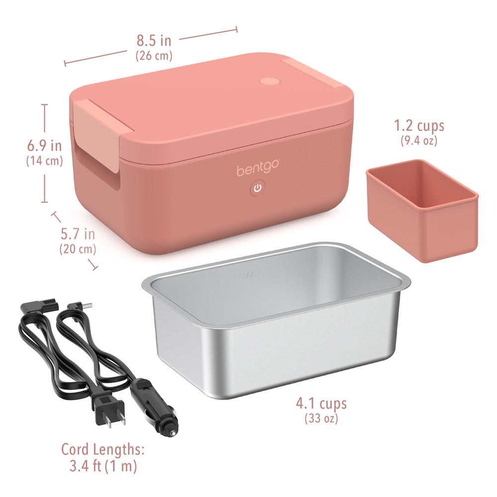 Bentgo® Heat Electric Lunch Box  - Pink Spice | Dimensions + What’s In The Box