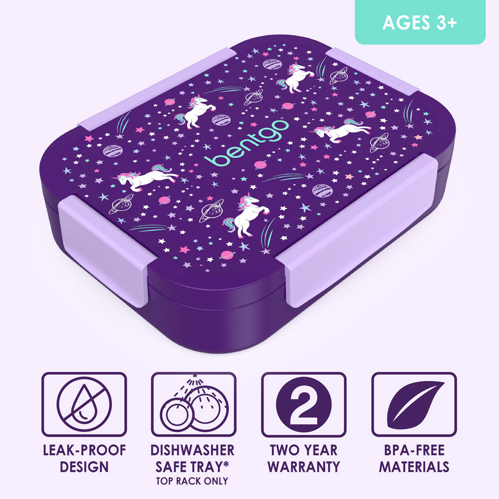 Bentgo® Kids Snap & Go Lunch Box | Unicorn - Made With A Leak-Proof Design And Dishwasher Safe