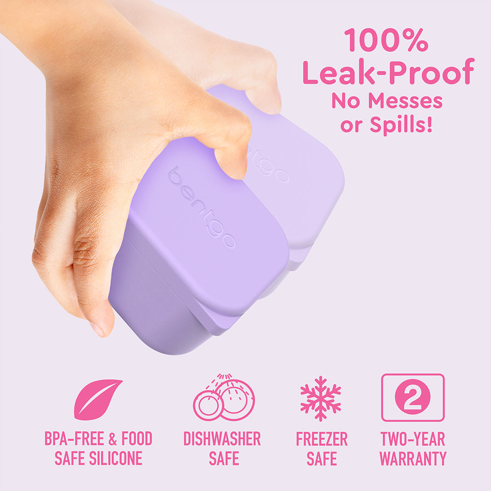 Bentgo® Kids Sidekicks 2-Pack Silicone Container Set - Lavender & Pink | 100% Leak-Proof For No Messes Or Spills And Two-Year Warranty