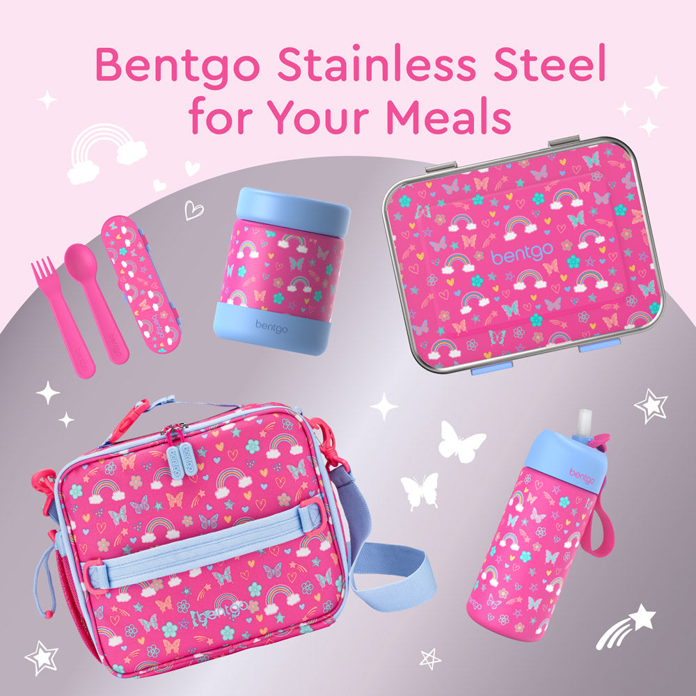 Bentgo® Kids Stainless Steel Food Jar - Rainbows and Butterflies | Bentgo Stainless Steel For Your Meals