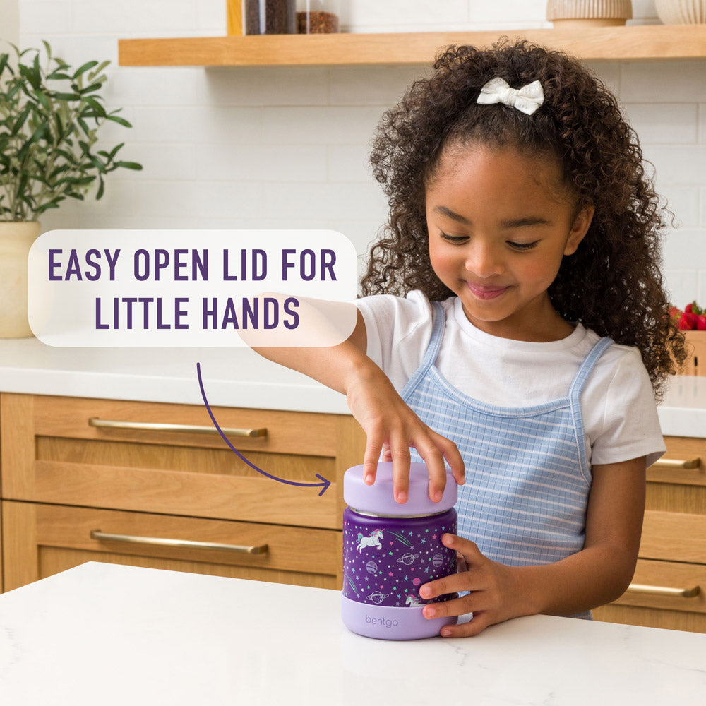 Bentgo® Kids Stainless Steel Food Jar - Unicorn | Stainless Steel Food Jar Has An Easy Open Lid For Little Hands