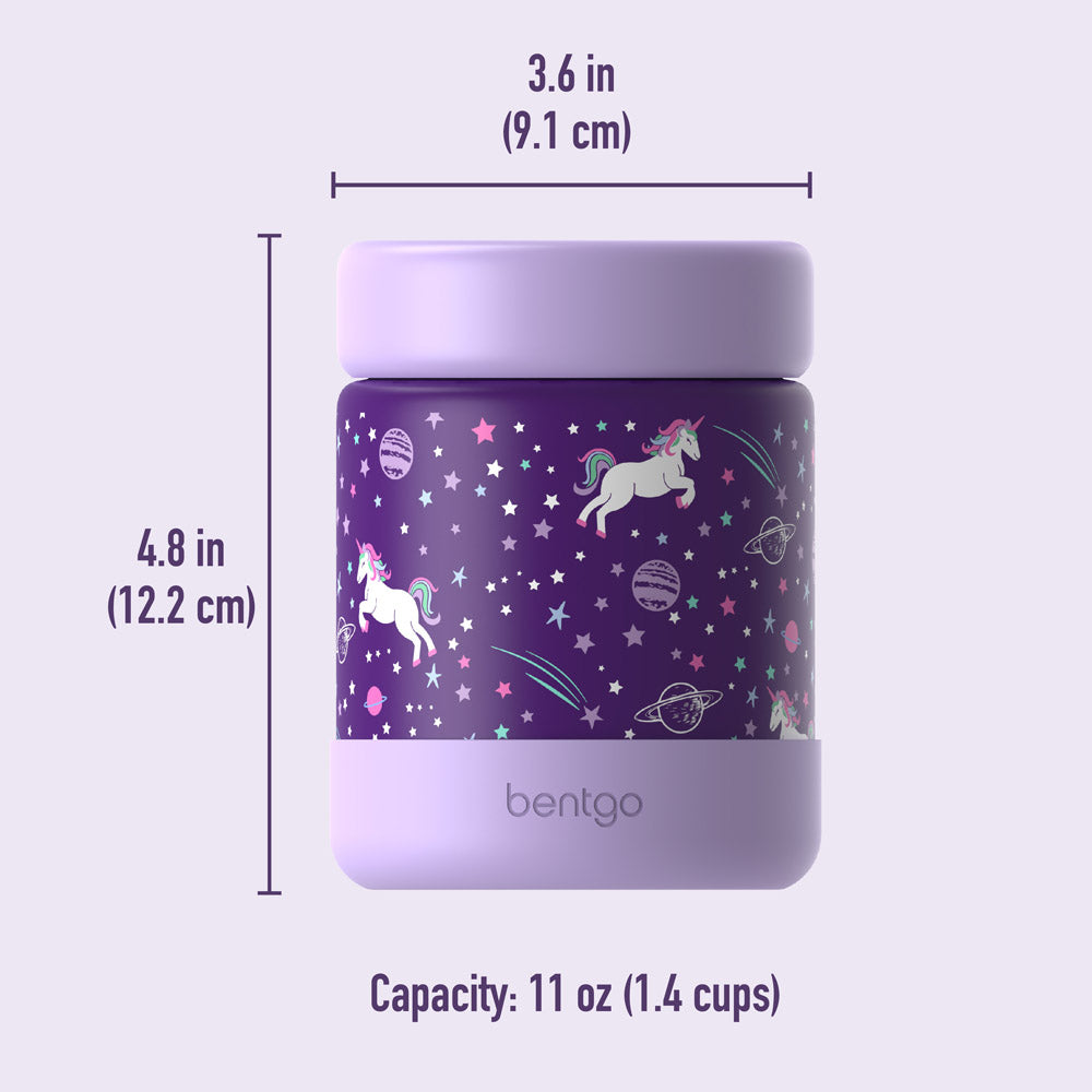 Bentgo® Kids Stainless Steel Food Jar - Unicorn | Insulated Water Bottle Dimensions