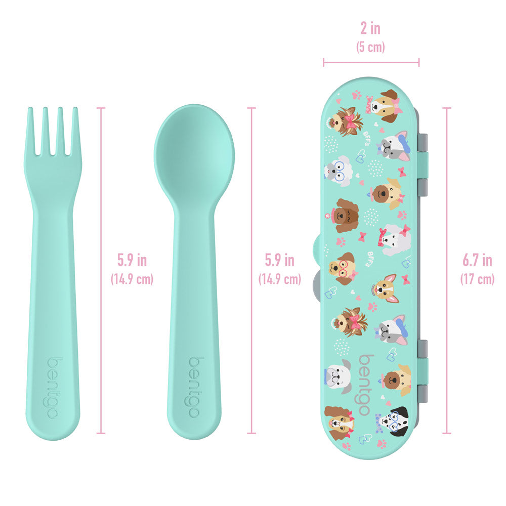 Bentgo® Kids Utensils Set | Puppy Love - Product Dimensions