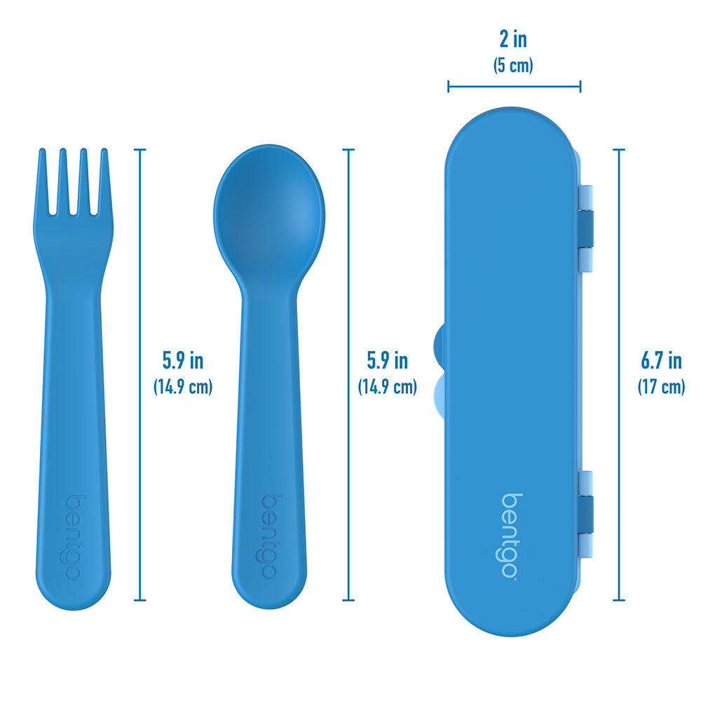 Bentgo® Kids Utensils Set | Blue - Product Dimensions