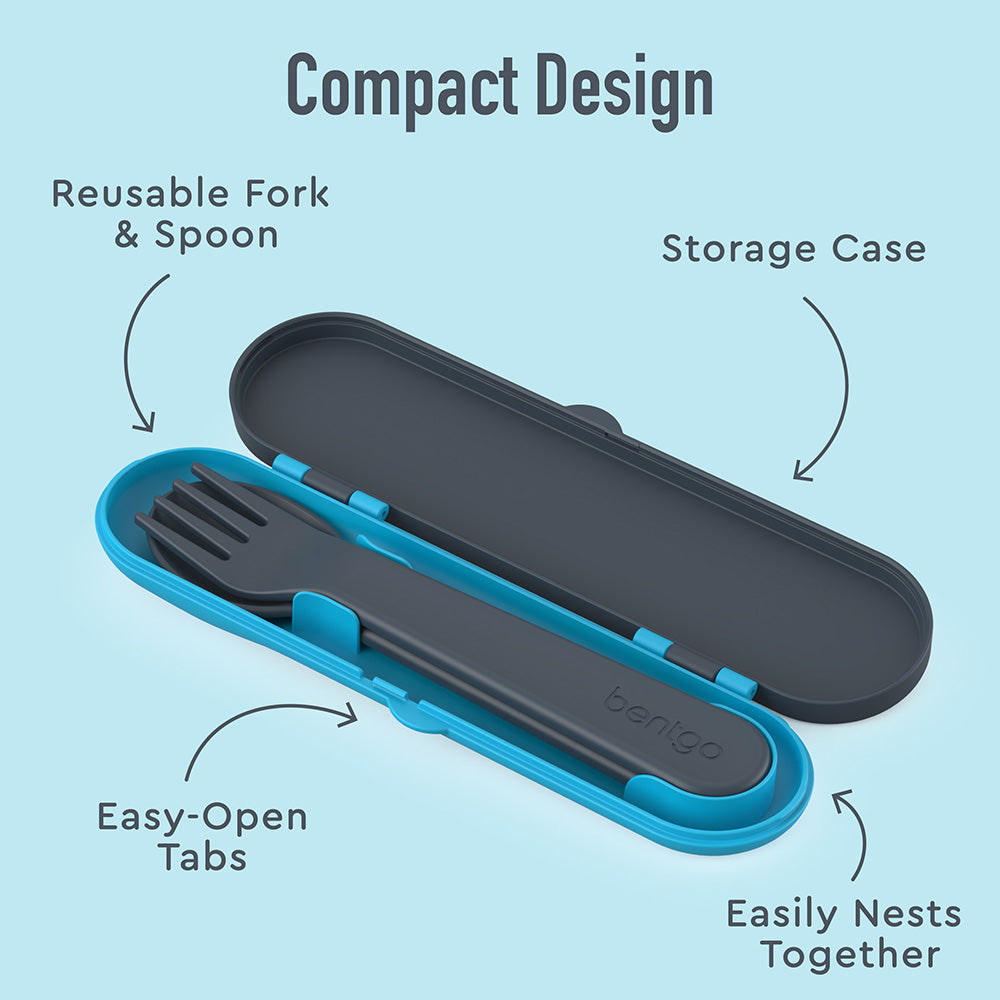 Bentgo® Kids Utensils Set | Dinosaur - Compact design with easy-open tabs