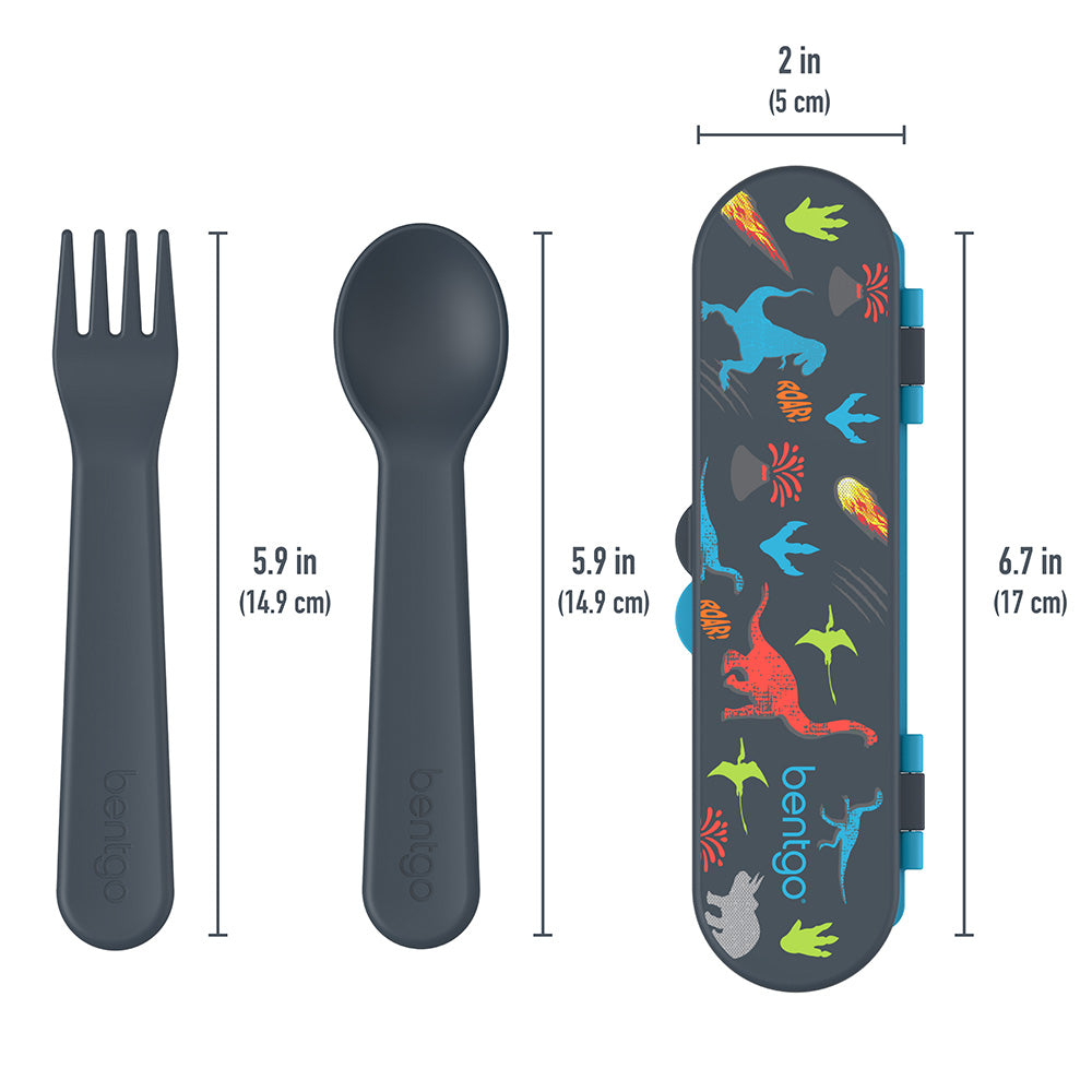 Bentgo® Kids Utensils Set | Dinosaur - Product Dimensions