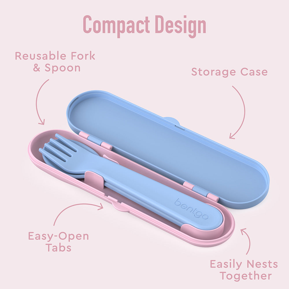 Bentgo® Kids Utensils Set | Lavender Galaxy - Compact design with easy-open tabs