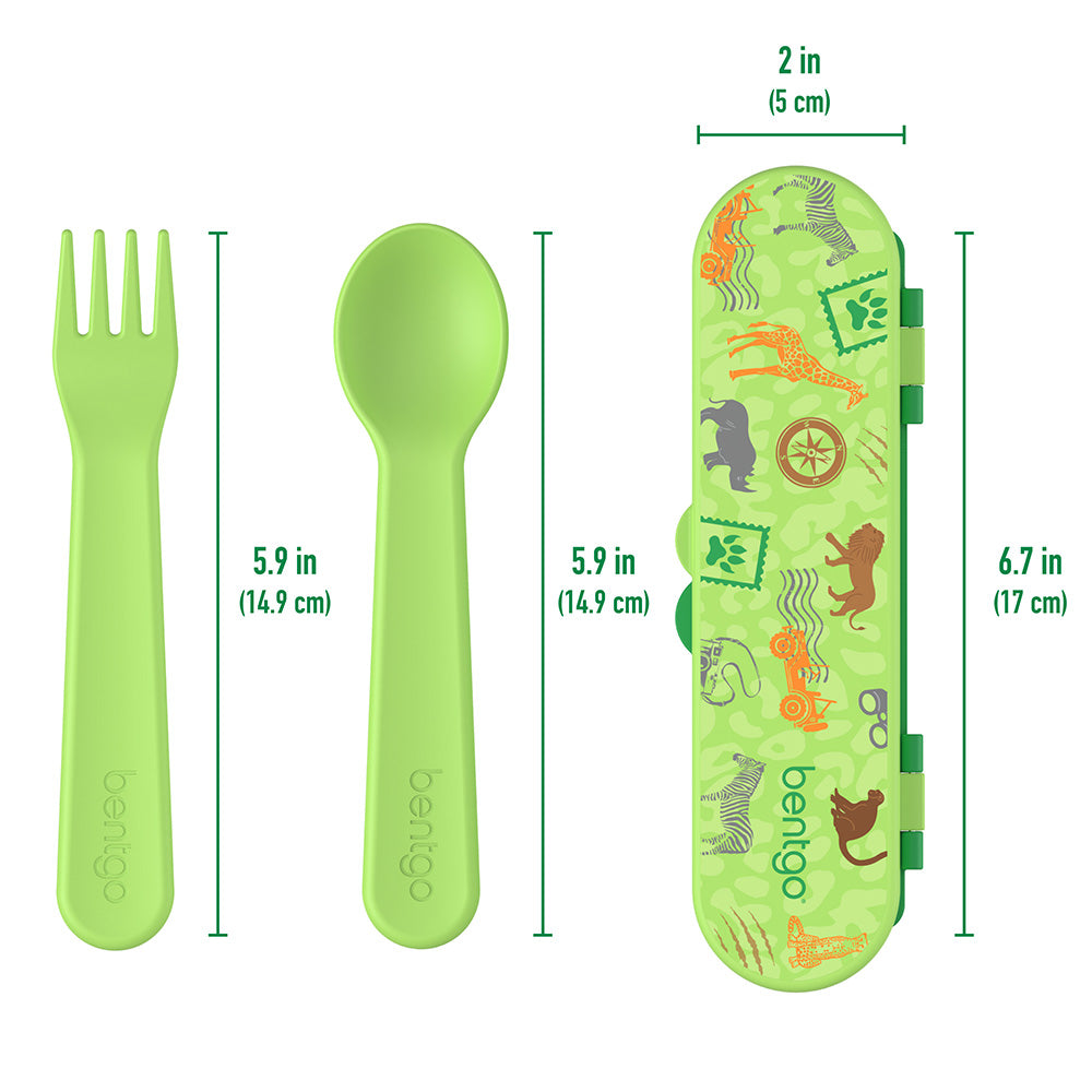 Bentgo® Kids Utensils Set | Safari - Product Dimensions