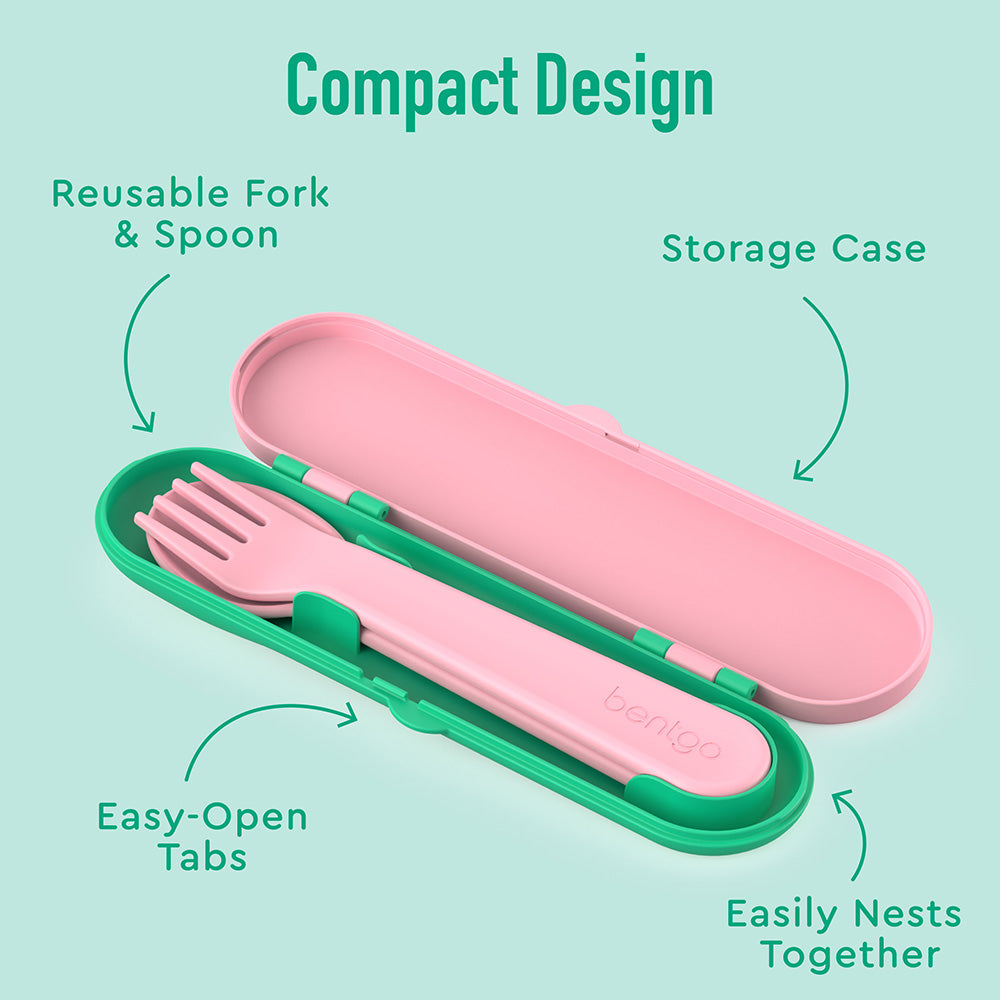 Bentgo® Kids Utensils Set | Tropical - Compact design with easy-open tabs