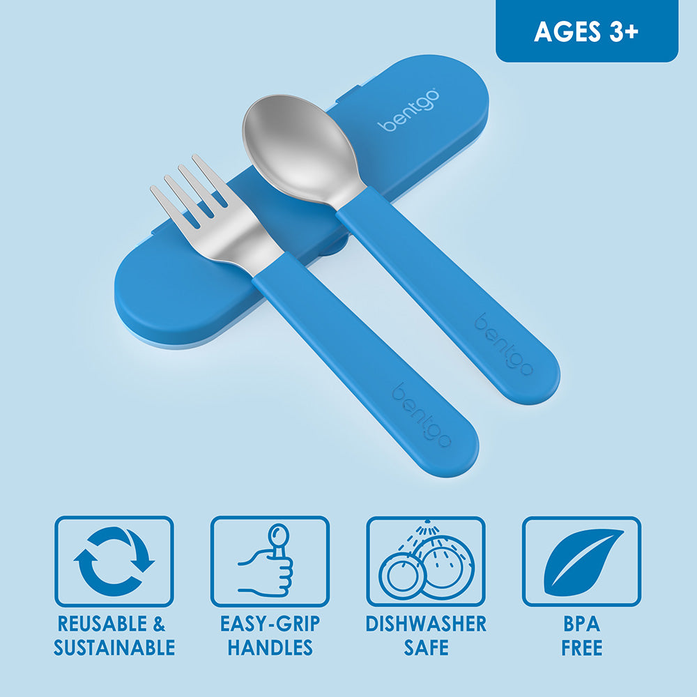 Bentgo® Kids Stainless Steel Utensils Set | Blue