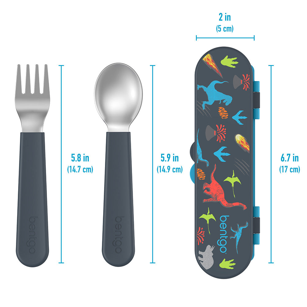 Bentgo® Kids Stainless Steel Utensils Set | Dinosaur