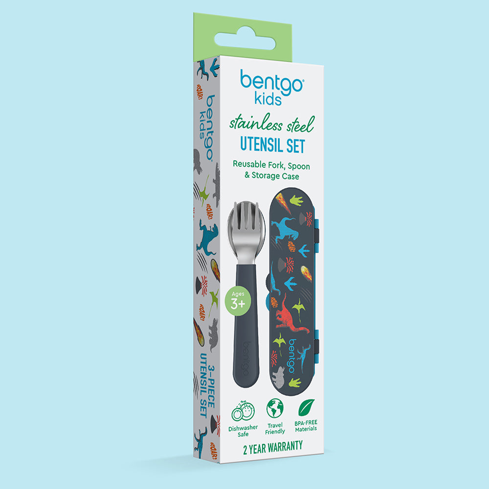 Bentgo® Kids Stainless Steel Utensils Set | Dinosaur