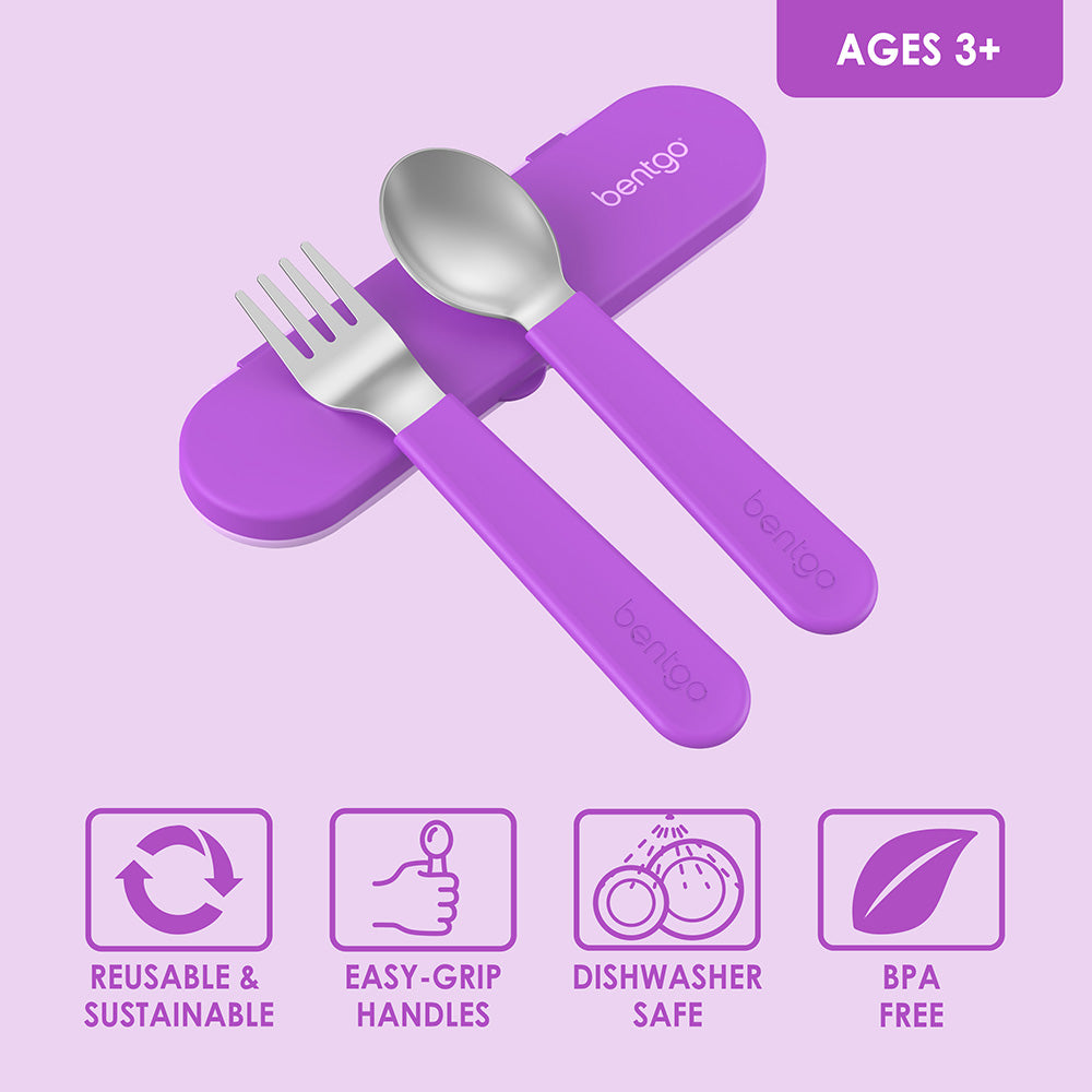 Bentgo® Kids Stainless Steel Utensils Set | Purple