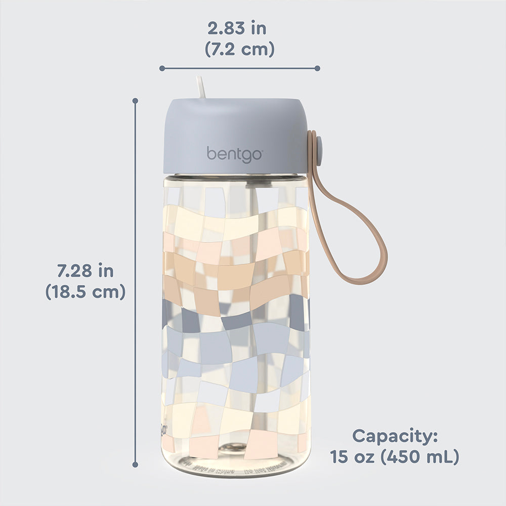 Bentgo® Kids Whimsy & Wonder Prints Water Bottle - Checker Gradient | Dimensions