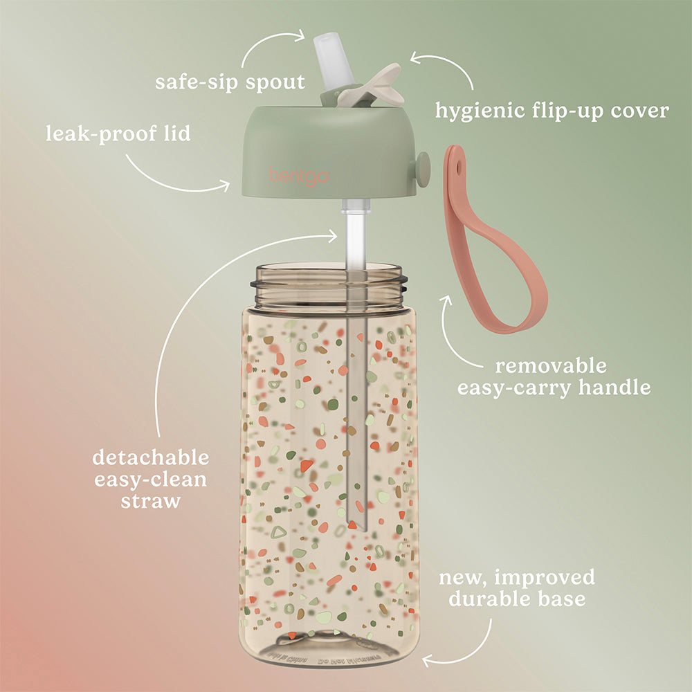 Bentgo® Kids Whimsy & Wonder Prints Water Bottle - Geo Speckle | Packed With Features Including A Safe-Sip Spout And Leak-Proof Lid