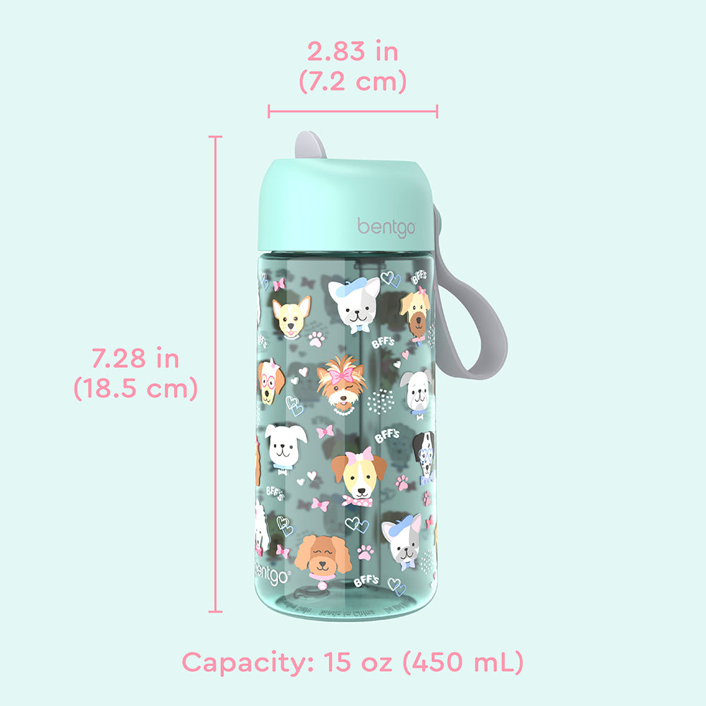 Bentgo® Kids Water Bottle  - Puppy Love | Dimensions + What’s In The Box