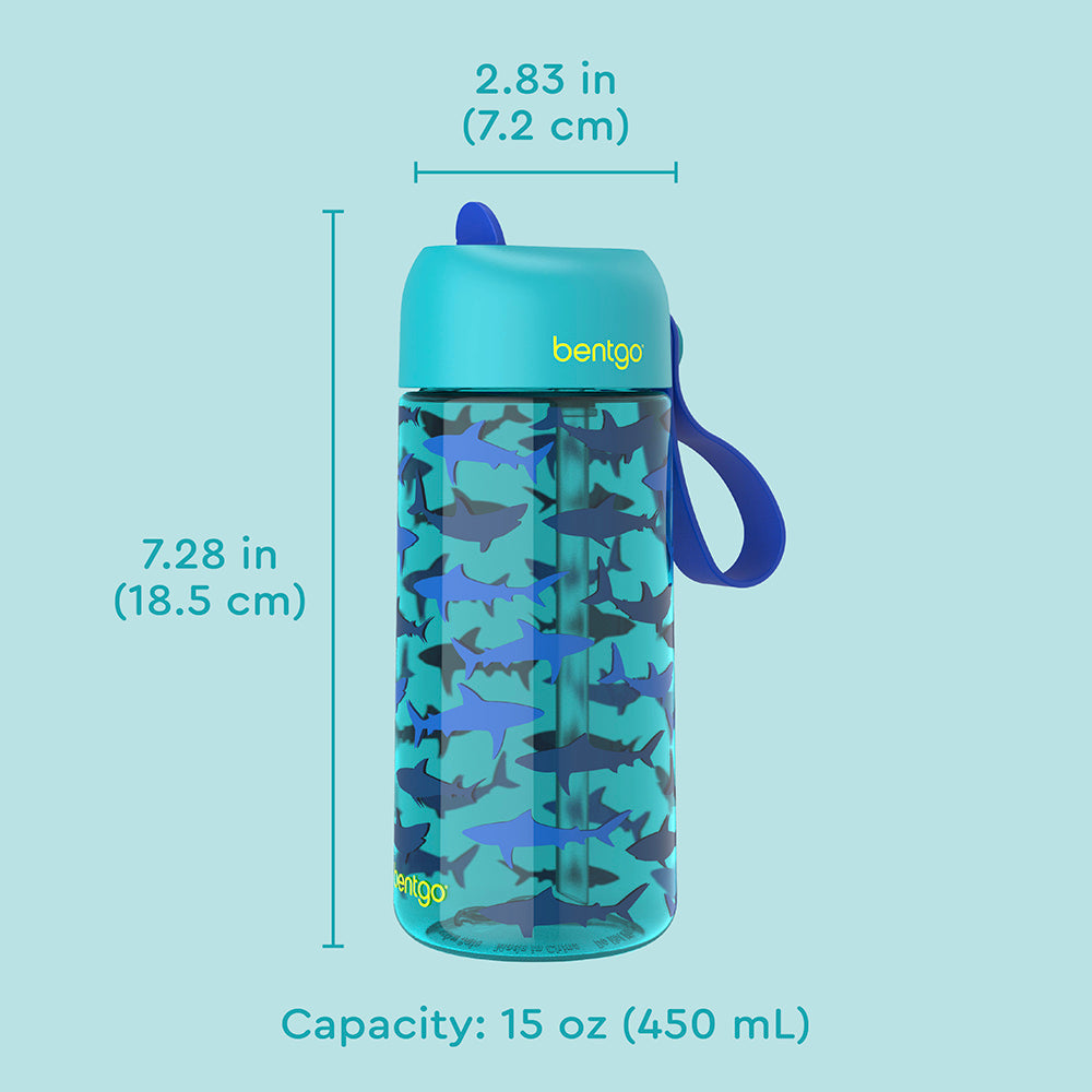 Bentgo® Kids Water Bottle  - Sharks | Dimensions + What’s In The Box