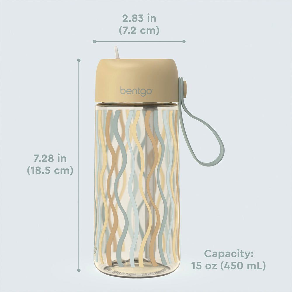 Bentgo® Kids Whimsy & Wonder Prints Water Bottle - Wavy | Dimensions