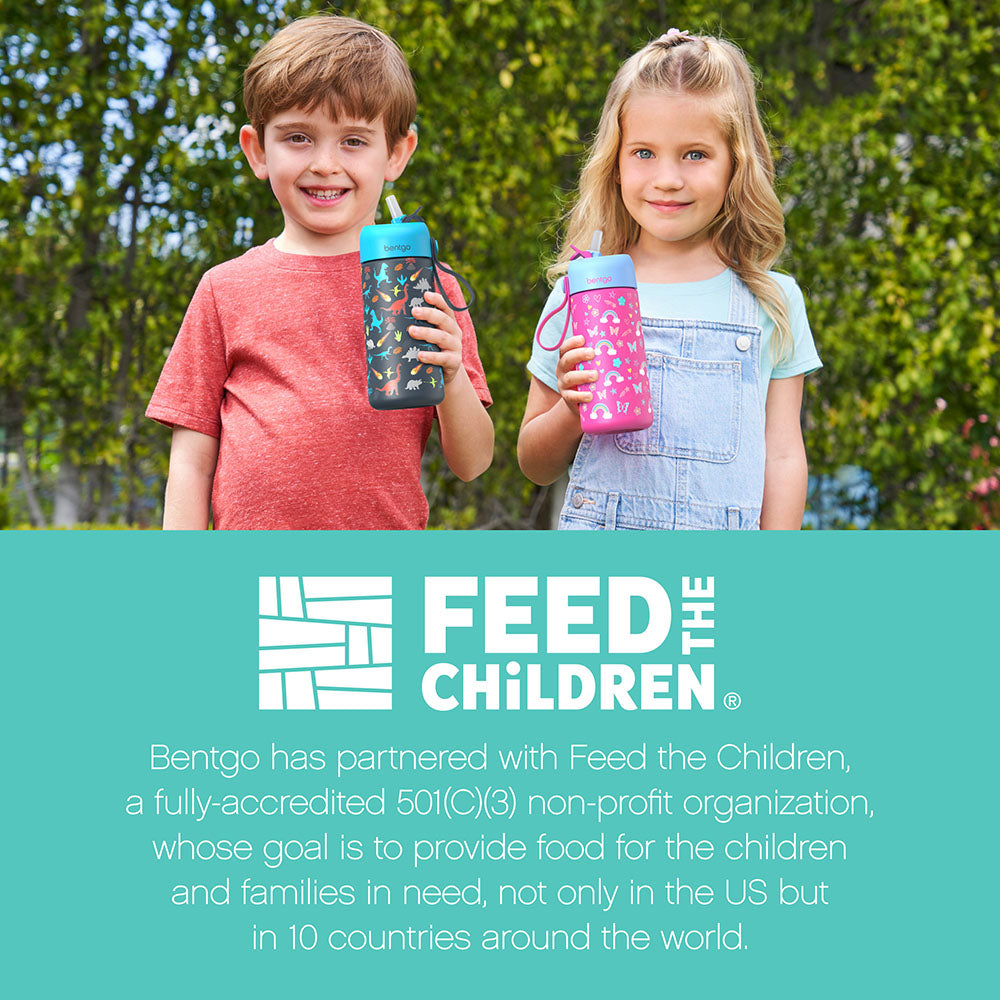 Bentgo® Kids Stainless Steel Insulated Water Bottle - Dinosaur | Bentgo Has Partnered With Feed The Children, A Fully-Accredited 501(C)(3) Non-Profit Organization