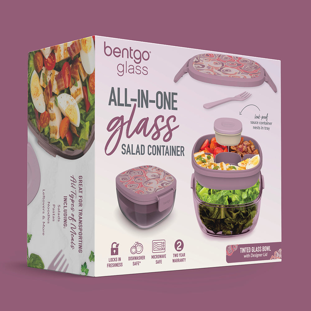 Bentgo® Glass Prints All-in-One Salad Container - Floral Maximalist - Bouquet | Packaging