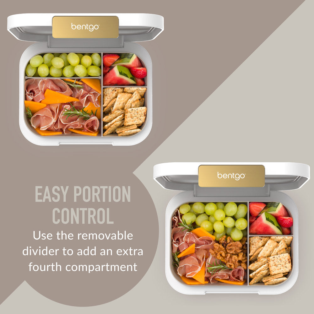 Bentgo® Modern Lunch Box (2 Pack) | White - Easy Portion Control with an removable divider to add an extra fourth compartment