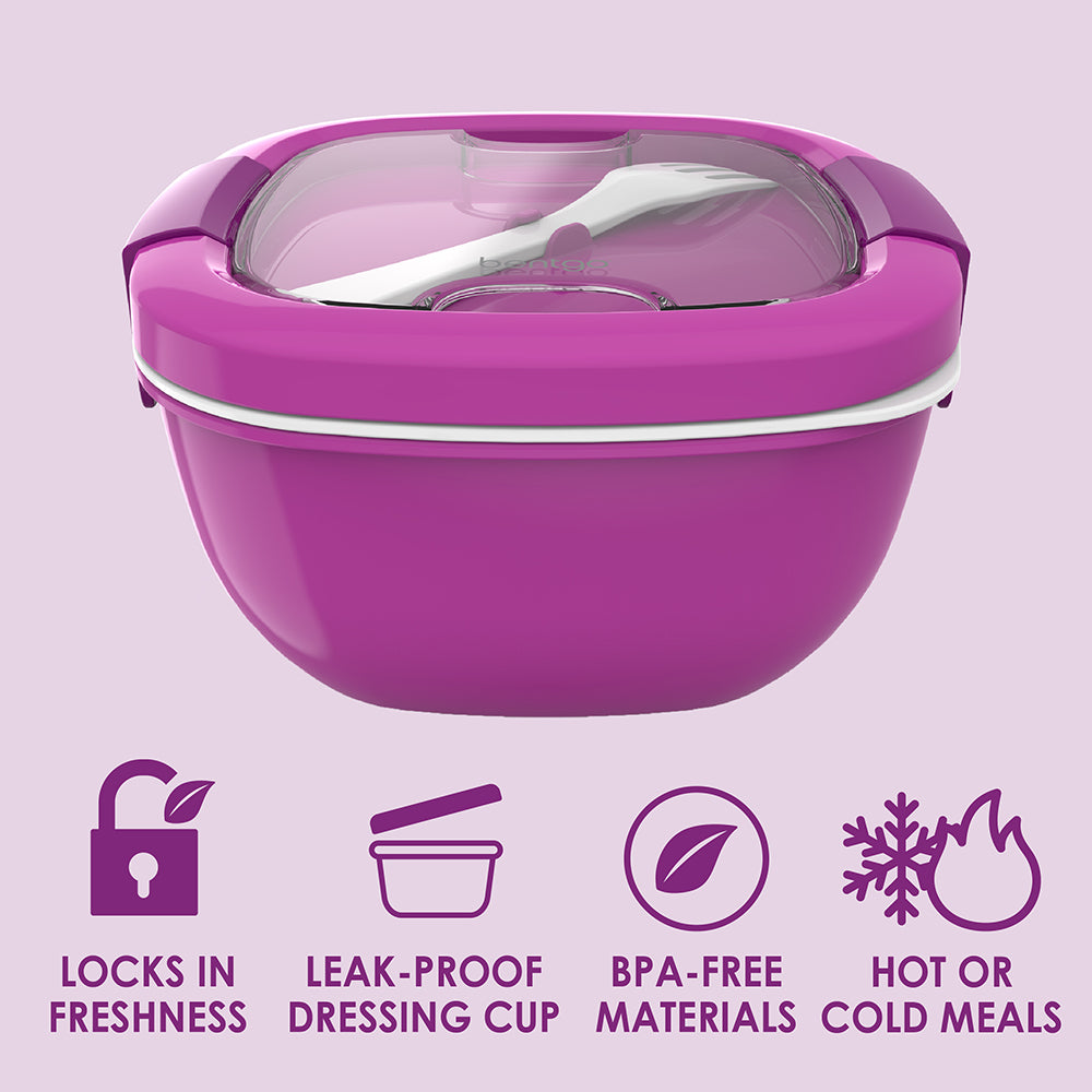 Bentgo® Salad Container (2-Pack)  - Purple | Locks In Freshness, Leak-Proof Dressing Cup, BPA-Free Materials, And Great For Hot Or Cold Meals